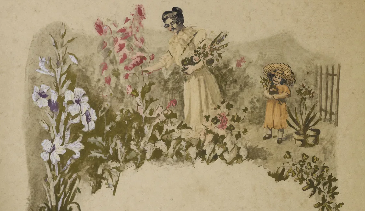 Gravura de cabeçalho do poema As flores. Litografia da edição de 1904.