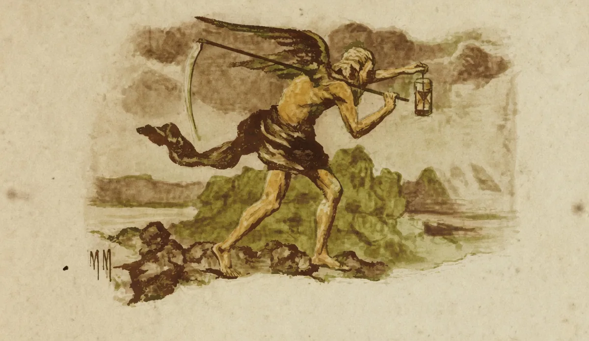 Gravura de cabeçalho do poema O Tempo. Litografia da edição de 1904.